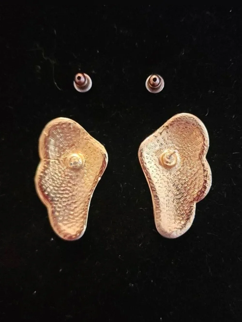 Vintage Enamel Colorful Butterfly Wings Pierced Earrings 1.5